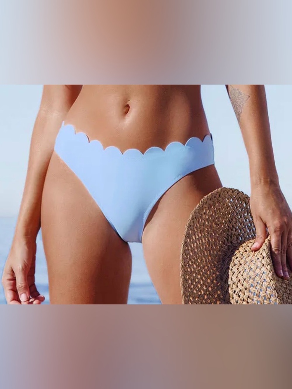 Cupshe Charmed Romance Scalloped Bikini Bottom; NWT, Sz. XL